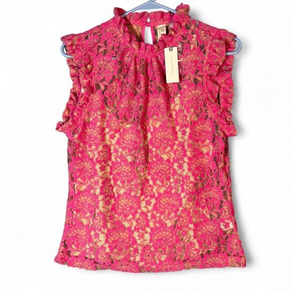 Anthropologie Tops - NWT Anthropologie Women’s Dolan Pink Lace Tank Top Medium